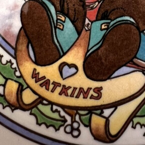 Vtg 1989 WATKINS Country Kids "Snow Magic" Ceramic Recipe Pie Plate 10.75" D - Picture 8 of 16